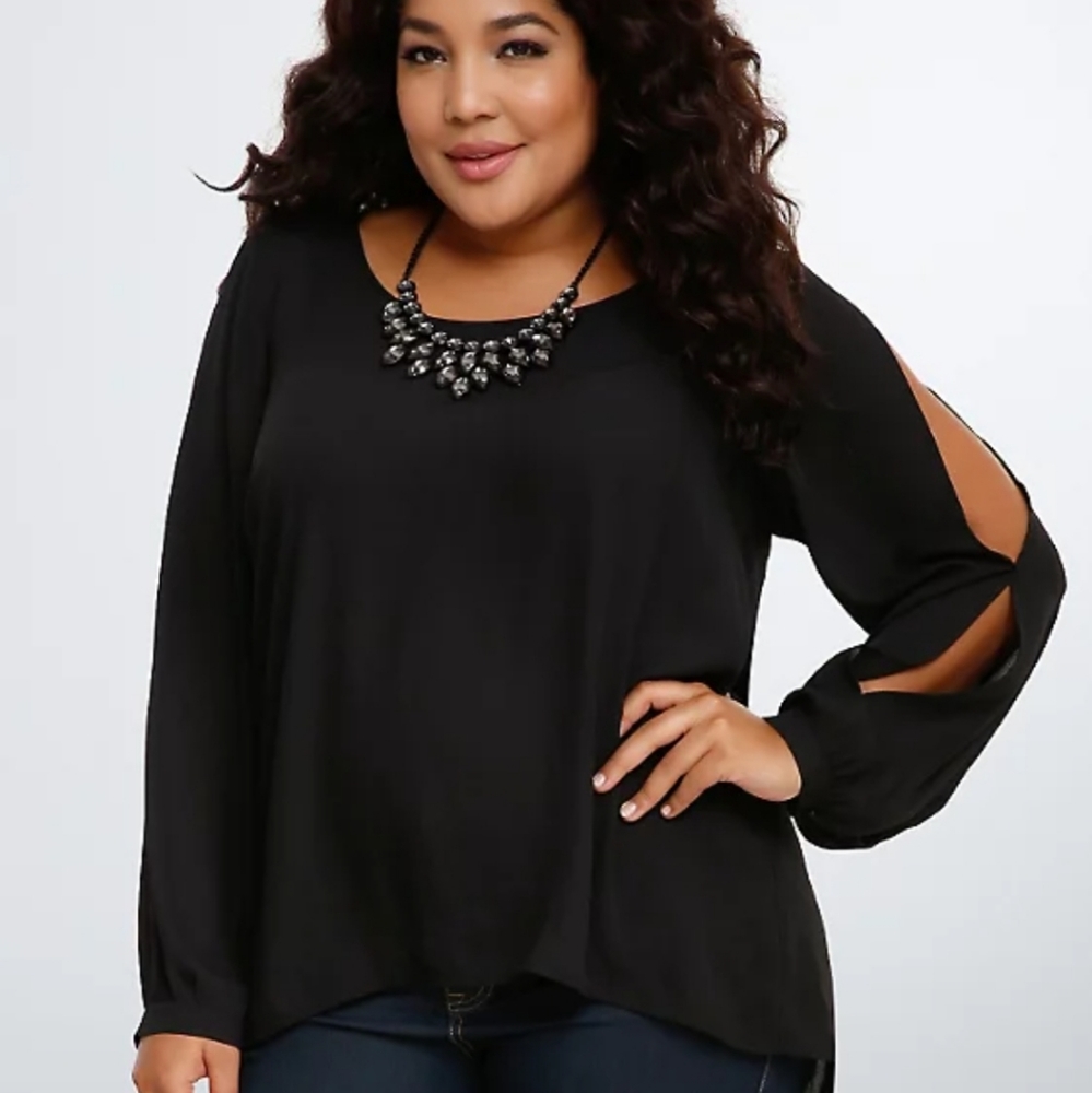 Torrid Embellished Split Back Georgette Blouse - image 1